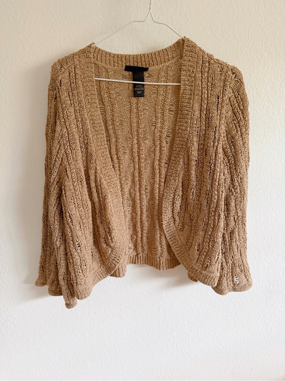 Lane Bryant Light Brown Open-Front Knit Cardigan Sweater